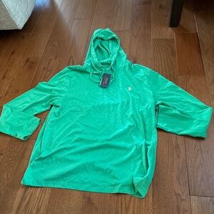 Men’s NWT Polo Ralph Lauren Green LS Jersey Hooded T Shirt Sz Large